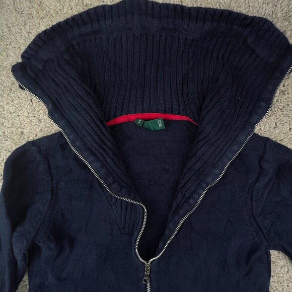 Lauren Ralph Lauren Women’s Sweater Medium Blue Full Zip Cotton Turtleneck Knit - Picture 10 of 16